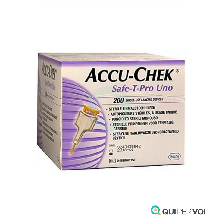 Accu-chek Safe T-pro Uno Lancette Pungidito 200 Pezzi