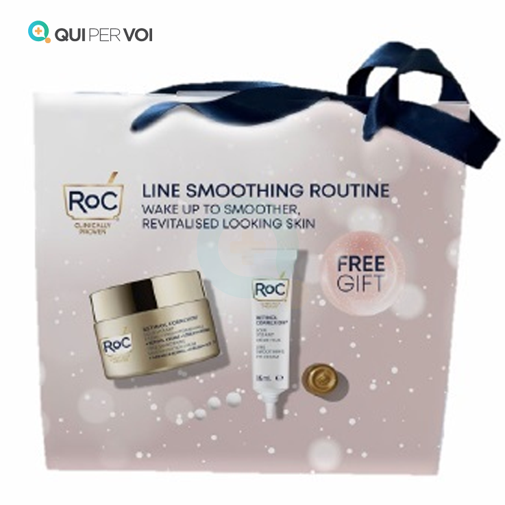 Roc Cofanetto Retinol Correxion Line Smoothing - Crema Viso Antirughe 50ml, Crema Contorno Occhi 15ml