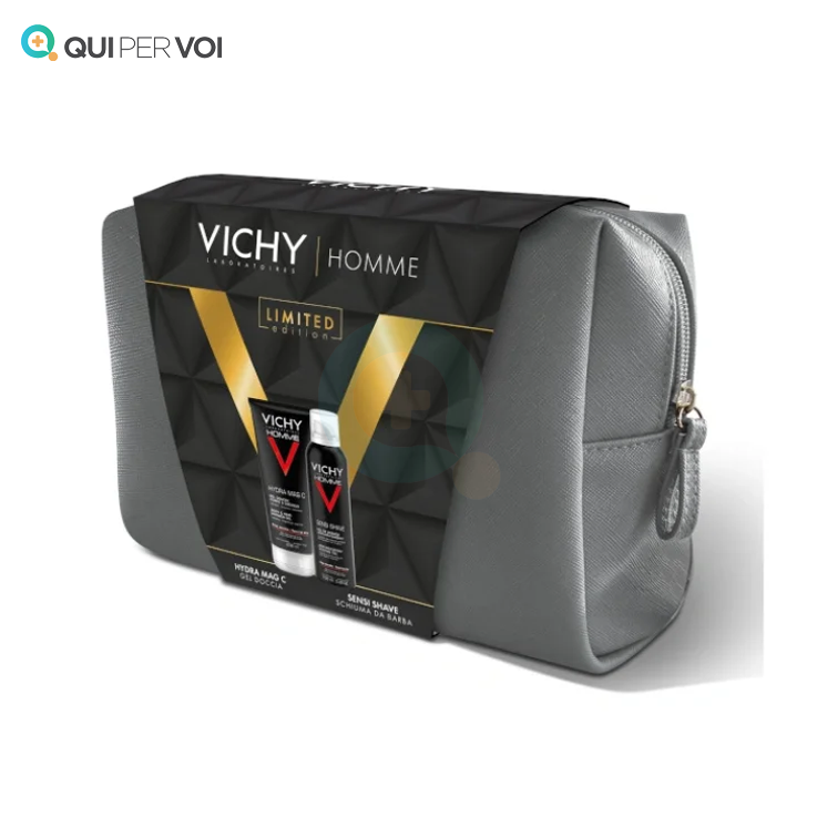 Vichy Homme Pochette Natale 2024 - Gel Doccia 200ml, Schiuma da Barba 200ml 