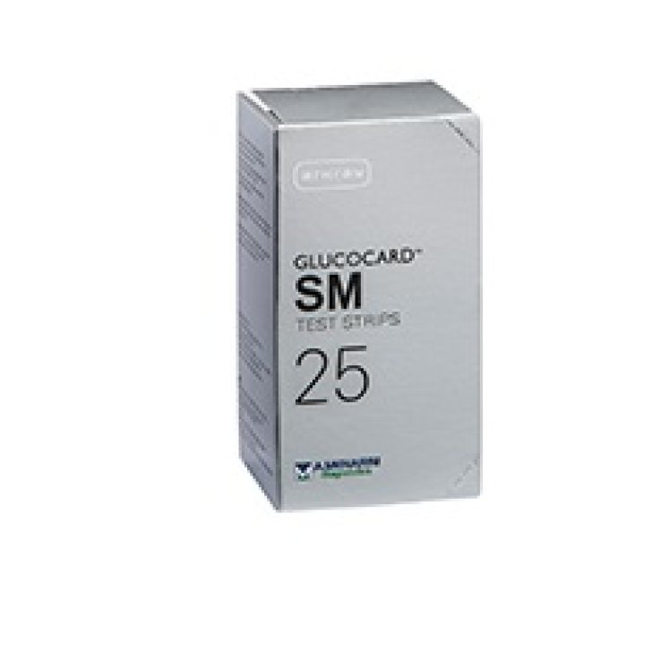 Glucocard SM Test Strips 25pz - Strisce Reattive per Misuratore di Glucosio nel Sangue  