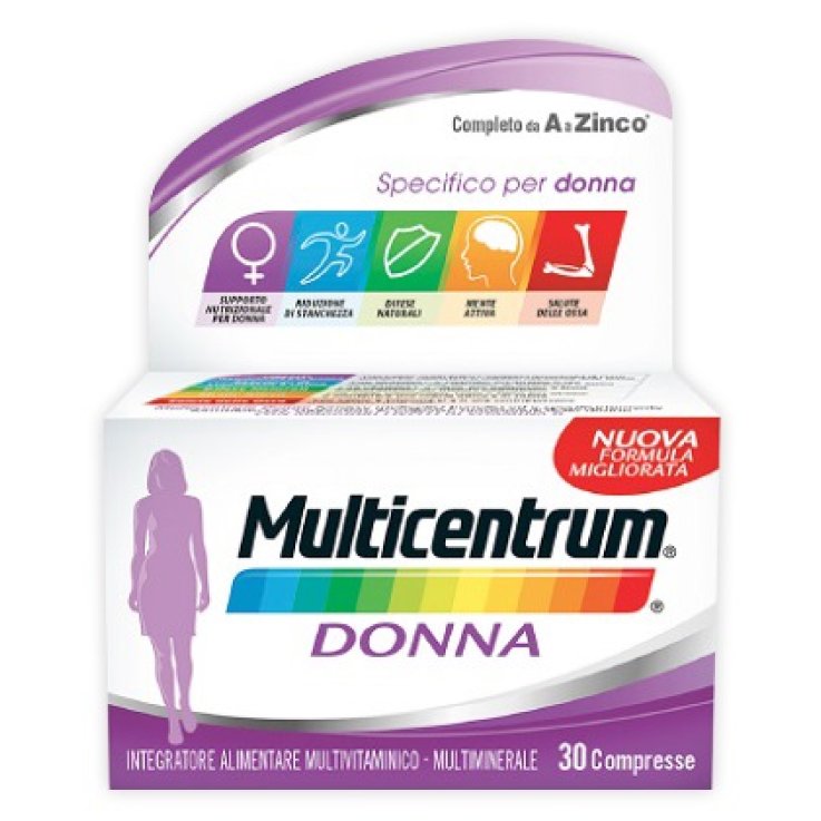 Multicentrum Donna Integratore Alimentare Multivitaminico Vitamina D Calcio Ferro Acido Folico 30 compresse