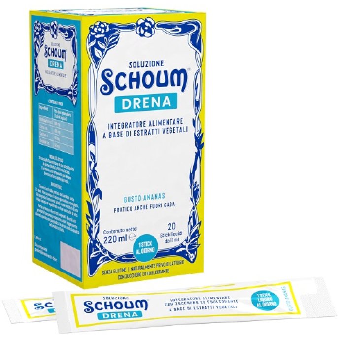 Soluzione Schoum Drena Integratore Drenante Gusto Ananas 20 Stick Liquidi