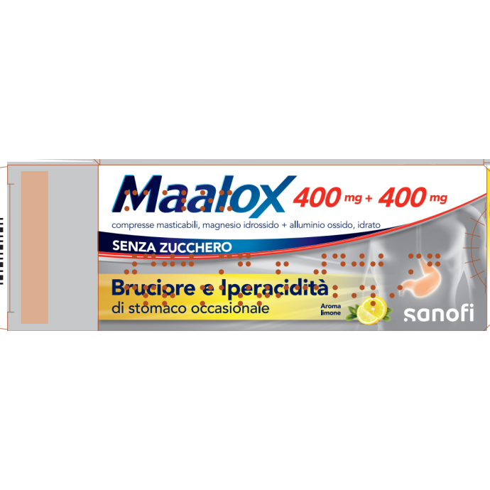 Maalox Senza Zucchero 30 Compresse Masticabili 400+400mg